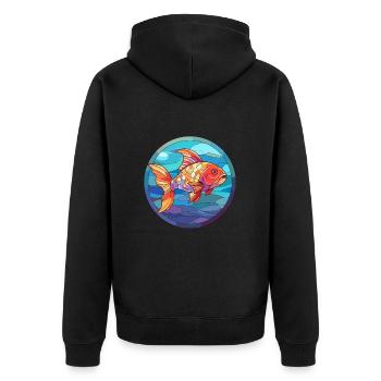 Poisson vitrail coloré dessin animé kawaii animal - Veste à capuche bio Premium Unisexe - noir - Dos - Nico (187cm)