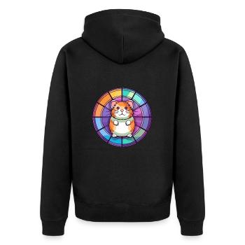 Hamster Bunte Karikatur Kawaii Anim - Unisex Premium Bio Zip Hoodie - Schwarz - Hinten - Nico (187cm)