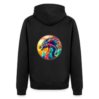Drache Buntes Glas Bunte Karikatur Kawaii Anima - Unisex Premium Bio Zip Hoodie - Schwarz - Hinten - Nico (187cm)