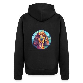 Englischer Cocker Spaniel Hund Buntglas Bunt - Unisex Premium Bio Zip Hoodie - Schwarz - Hinten - Nico (187cm)