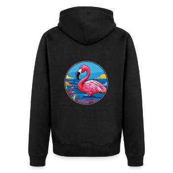 Flamingo Stained Glass Colorful Cartoon Kawaii Ani - Unisex Premium Organic Zip Hoodie - black - Back - Nico (187cm)