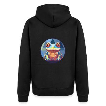 Frosch Buntglas Bunte Karikatur Kawaii Tier - Unisex Premium Bio Zip Hoodie - Schwarz - Hinten - Nico (187cm)