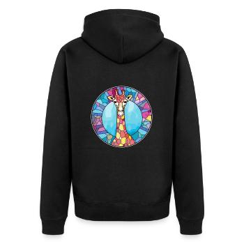 Girafe vitrail coloré dessin animé Kawaii Anim - Veste à capuche bio Premium Unisexe - noir - Dos - Nico (187cm)