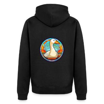 Oie vitrail coloré Cartoon Kawaii Animal - Veste à capuche bio Premium Unisexe - noir - Dos - Nico (187cm)