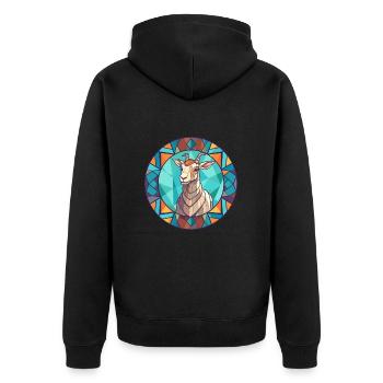 Chèvre vitrail coloré dessin animé Kawaii Animal - Veste à capuche bio Premium Unisexe - noir - Dos - Nico (187cm)