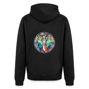 Impala Buntglas Bunte Karikatur Kawaii Anima - Unisex Premium Bio Zip Hoodie - Schwarz - Hinten - Nico (187cm)