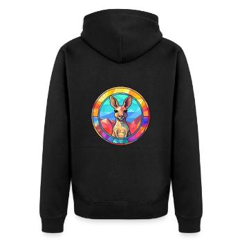 Kangaroo Stained Glass Colorful Cartoon Kawaii Ani - Unisex Premium Organic Zip Hoodie - black - Back - Nico (187cm)