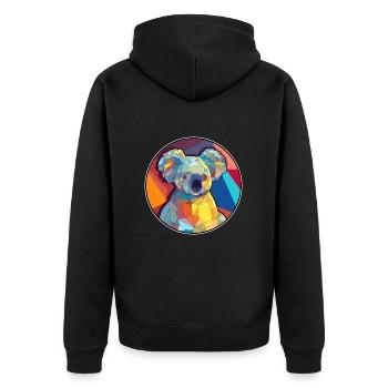 Koala Buntglas Bunte Karikatur Kawaii Tier - Unisex Premium Bio Zip Hoodie - Schwarz - Hinten - Nico (187cm)