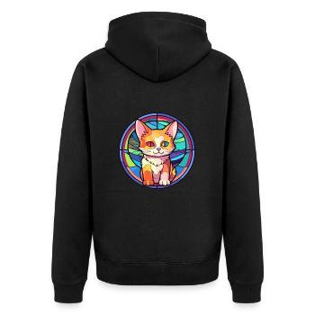 Chaton vitrail coloré dessin animé Kawaii Anima - Veste à capuche bio Premium Unisexe - noir - Dos - Nico (187cm)