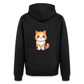 Katze niedliche Karikatur Kawaii Aquarell Tier Haustier - Unisex Premium Bio Zip Hoodie - Schwarz - Hinten - Nico (187cm)