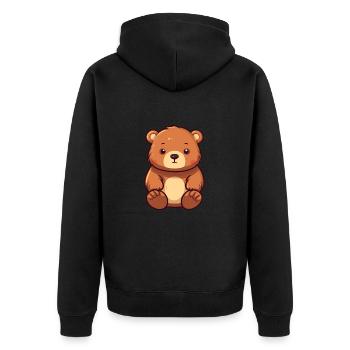 Bär niedliche Karikatur Kawaii Aquarell Tier Haustier - Unisex Premium Bio Zip Hoodie - Schwarz - Hinten - Nico (187cm)