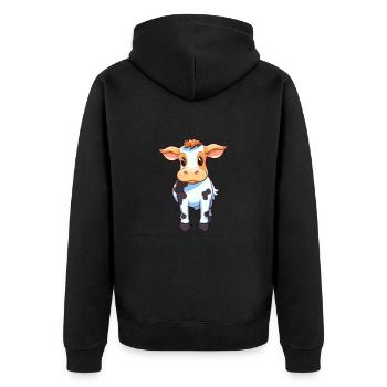 Vache Mignon Dessin Animé Kawaii Aquarelle Animal Animal De Compagnie - Veste à capuche bio Premium Unisexe - noir - Dos - Nico (187cm)