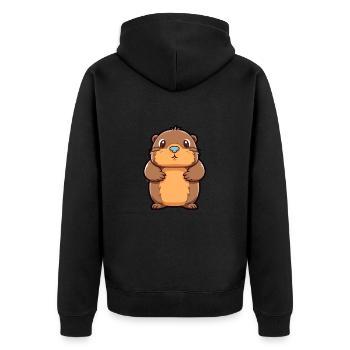 Beaver Cute Cartoon Kawaii Watercolor Animal Pet - Unisex Premium Organic Zip Hoodie - black - Back - Nico (187cm)