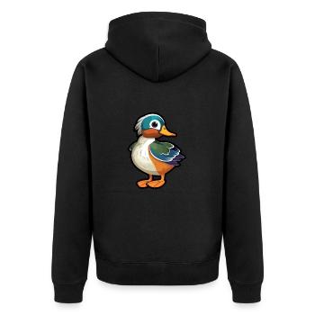 Mandarinente niedliche Karikatur Kawaii Aquarell Anima - Unisex Premium Bio Zip Hoodie - Schwarz - Hinten - Nico (187cm)