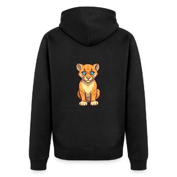 Cougar Cute Cartoon Kawaii Watercolor Animal Pet - Unisex Premium Organic Zip Hoodie - black - Back - Nico (187cm)