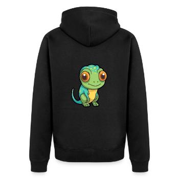 Chameleon Cute Cartoon Kawaii Watercolor Animal Pe - Unisex Premium Organic Zip Hoodie - black - Back - Nico (187cm)