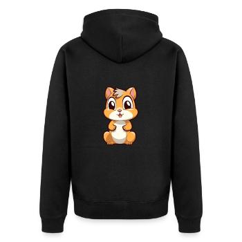 Chipmunk Cute Cartoon Kawaii Watercolor Animal Pet - Unisex Premium Organic Zip Hoodie - black - Back - Nico (187cm)