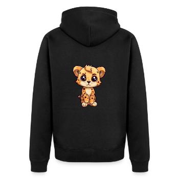 Gepard Niedliche Karikatur Kawaii Aquarell Tier Haustier - Unisex Premium Bio Zip Hoodie - Schwarz - Hinten - Nico (187cm)