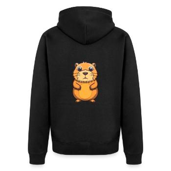 Gopher Cute Cartoon Kawaii Watercolor Animal Pet - Unisex Premium Organic Zip Hoodie - black - Back - Nico (187cm)
