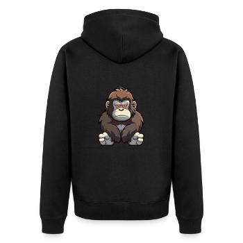 Gorilla Cute Cartoon Kawaii Watercolor Animal Pet - Unisex Premium Organic Zip Hoodie - black - Back - Nico (187cm)