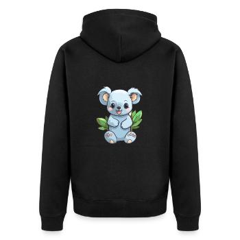 Koala Niedliche Karikatur Kawaii Aquarell Tier Haustier - Unisex Premium Bio Zip Hoodie - Schwarz - Hinten - Nico (187cm)