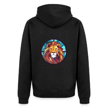 Lion vitrail coloré dessin animé Kawaii Animal - Veste à capuche bio Premium Unisexe - noir - Dos - Nico (187cm)