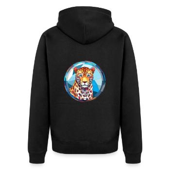 Leopard Stained Glass Colorful Cartoon Kawaii Anim - Unisex Premium Organic Zip Hoodie - black - Back - Nico (187cm)