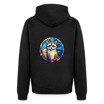 raton laveur vitrail coloré dessin animé kawaii anim - Veste à capuche bio Premium Unisexe - noir - Dos - Nico (187cm)