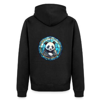 Panda Buntglas Bunte Karikatur Kawaii Tier - Unisex Premium Bio Zip Hoodie - Schwarz - Hinten - Nico (187cm)