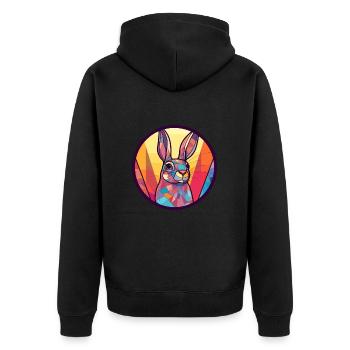 Rabbit Stained Glass Colorful Cartoon Kawaii Anima - Unisex Premium Organic Zip Hoodie - black - Back - Nico (187cm)
