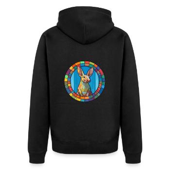 Erdferkel Buntglas Buntes Cartoon Kawaii Haustier - Unisex Premium Bio Zip Hoodie - Schwarz - Hinten - Nico (187cm)