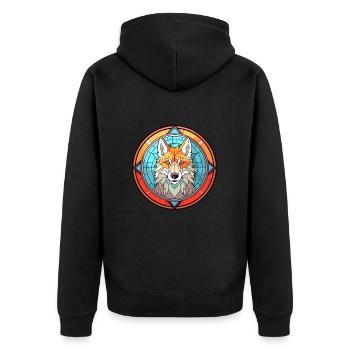 Wolf Buntes Glas Bunte Karikatur Kawaii Tier - Unisex Premium Bio Zip Hoodie - Schwarz - Hinten - Nico (187cm)