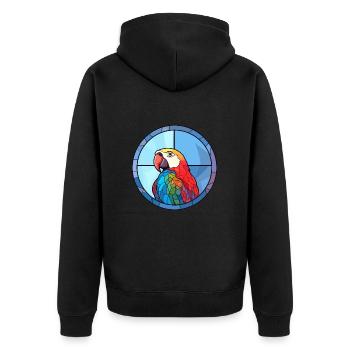 Papagei Buntglas Bunte Karikatur Kawaii Anima - Unisex Premium Bio Zip Hoodie - Schwarz - Hinten - Nico (187cm)