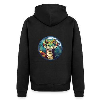 Anaconda Buntglas Bunt Karikatur Kawaii Ani - Unisex Premium Bio Zip Hoodie - Schwarz - Hinten - Nico (187cm)
