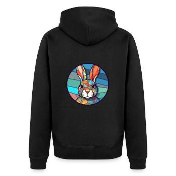 Hasen-Buntglas-Bunt-Cartoon-Kawaii-Tier - Unisex Premium Bio Zip Hoodie - Schwarz - Hinten - Nico (187cm)