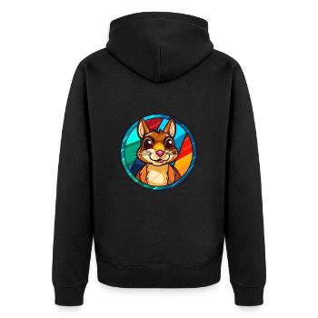 Chipmunk Stained Glass Colorful Cartoon Kawaii Ani - Unisex Premium Organic Zip Hoodie - black - Back - Nico (187cm)