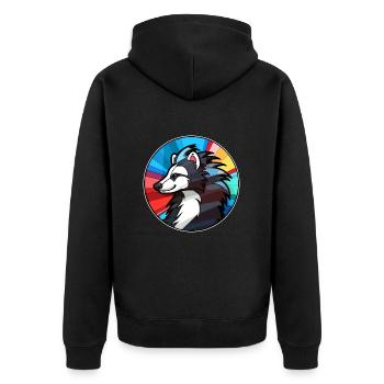 Skunk vitrail coloré dessin animé Kawaii Animal - Veste à capuche bio Premium Unisexe - noir - Dos - Nico (187cm)