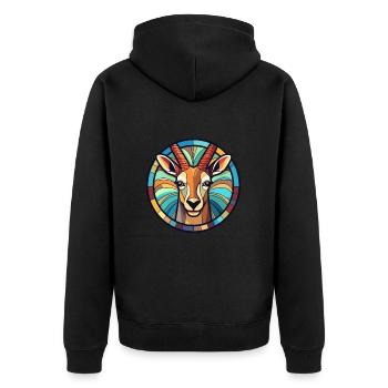 Antilope vitrail coloré dessin animé Kawaii Ani - Veste à capuche bio Premium Unisexe - noir - Dos - Nico (187cm)