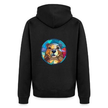 Und täglich grüßt Murmeltier Bunte Karikatur Kawaii An - Unisex Premium Bio Zip Hoodie - Schwarz - Hinten - Nico (187cm)