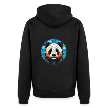 Panda Buntglas Bunte Karikatur Kawaii Tier - Unisex Premium Bio Zip Hoodie - Schwarz - Hinten - Nico (187cm)