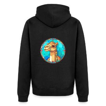 Camel Stained Glass Colorful Cartoon Kawaii Animal - Unisex Premium Organic Zip Hoodie - black - Back - Nico (187cm)