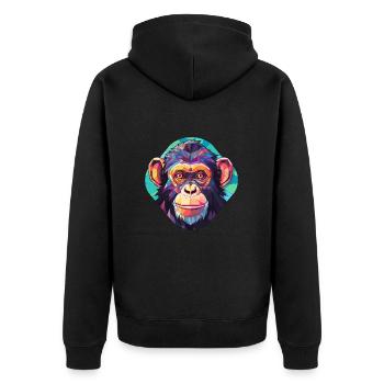 Chimpanzé vitrail coloré dessin animé Kawaii A - Veste à capuche bio Premium Unisexe - noir - Dos - Nico (187cm)