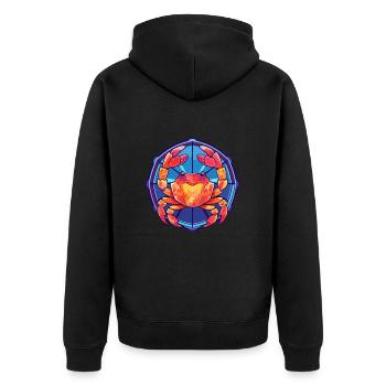 Krabben-Buntglas-Cartoon-Kawaii-Tier - Unisex Premium Bio Zip Hoodie - Schwarz - Hinten - Nico (187cm)