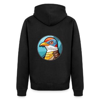 Kuckuck Bunte Karikatur Kawaii Anima - Unisex Premium Bio Zip Hoodie - Schwarz - Hinten - Nico (187cm)