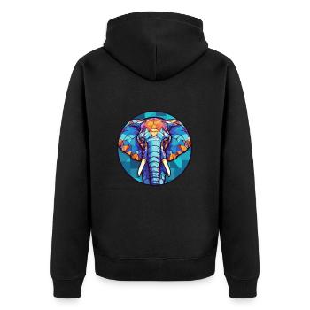 Elefant Buntes Glas Bunte Karikatur Kawaii Ani - Unisex Premium Bio Zip Hoodie - Schwarz - Hinten - Nico (187cm)
