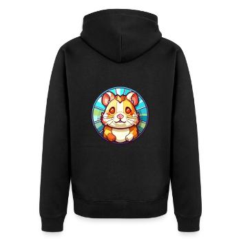 Hamster Bunte Karikatur Kawaii Anim - Unisex Premium Bio Zip Hoodie - Schwarz - Hinten - Nico (187cm)