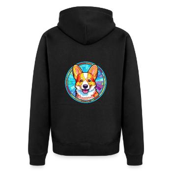 Corgi Hund Buntes Glas Bunte Karikatur Kawaii An - Unisex Premium Bio Zip Hoodie - Schwarz - Hinten - Nico (187cm)