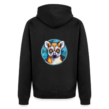 Lemur Stained Glass Colorful Cartoon Kawaii Animal - Unisex Premium Organic Zip Hoodie - black - Back - Nico (187cm)