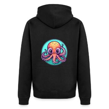 Oktopus Buntes Glas Bunte Karikatur Kawaii Anim - Unisex Premium Bio Zip Hoodie - Schwarz - Hinten - Nico (187cm)