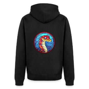 Schlange Buntes Buntes Cartoon Kawaii Tier - Unisex Premium Bio Zip Hoodie - Schwarz - Hinten - Nico (187cm)